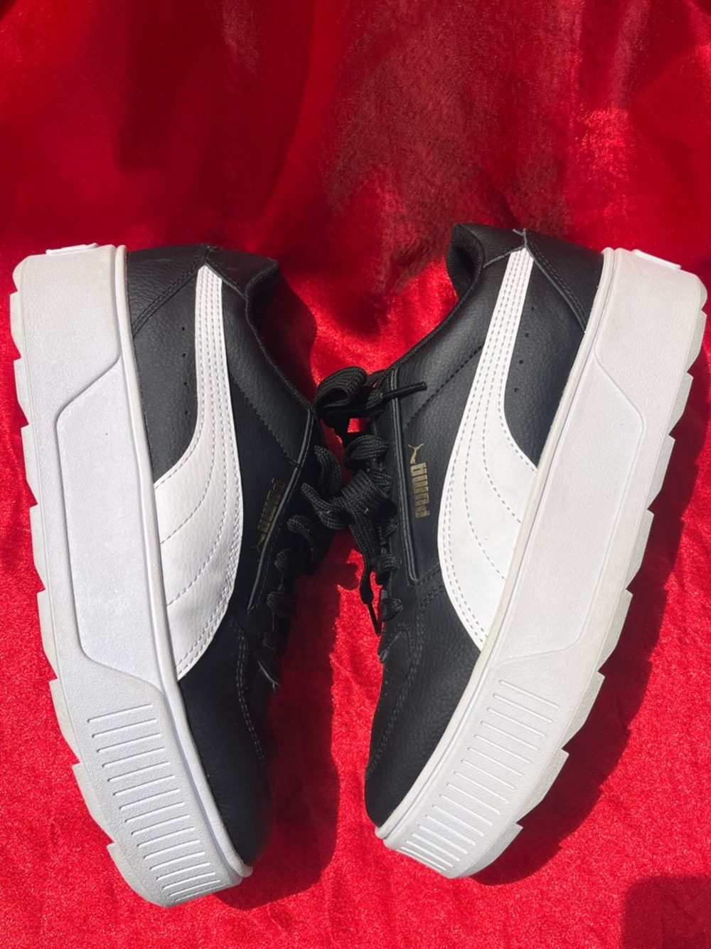 Puma Women's/Unisex Black and White Platform Sneakers